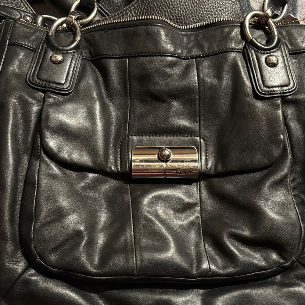 Coach Black Shoulder Bag with Soft Leather and Slouchy Design